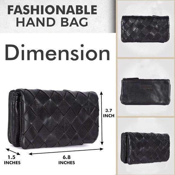 Top Handle Handbags For Women with Dust Bag Black  Holland Full Grain Leather - Picture 4 of 9